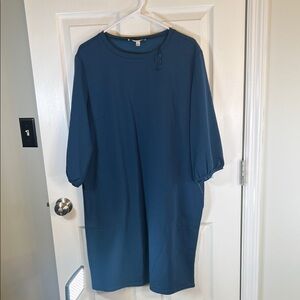 Teal Midi Dress with Half Sleeves